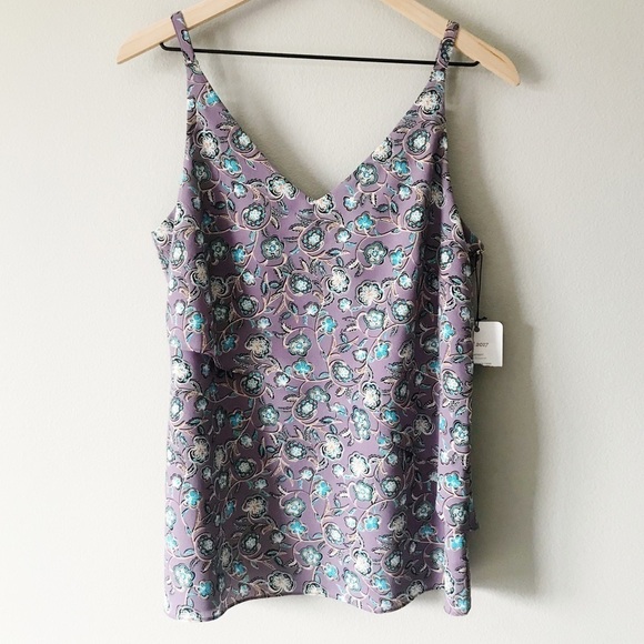 CAbi Tops - CAbi #3453 Floral Scrollwork Layered Cami Purple S